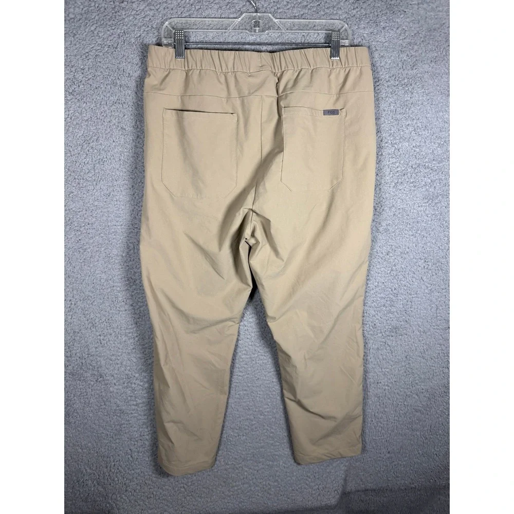 FIGS PRO Mens Scrub Pants Large Short Tan Khaki‎ Elastic Waist Stretch Medical